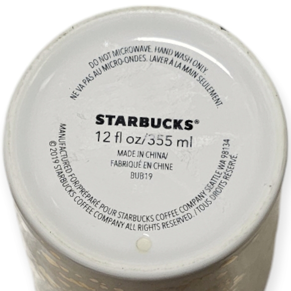 Starbucks 2019 Holiday Gold Fleck Confetti Ceramic 12 oz Beverage Tumbler - Picture 7 of 10